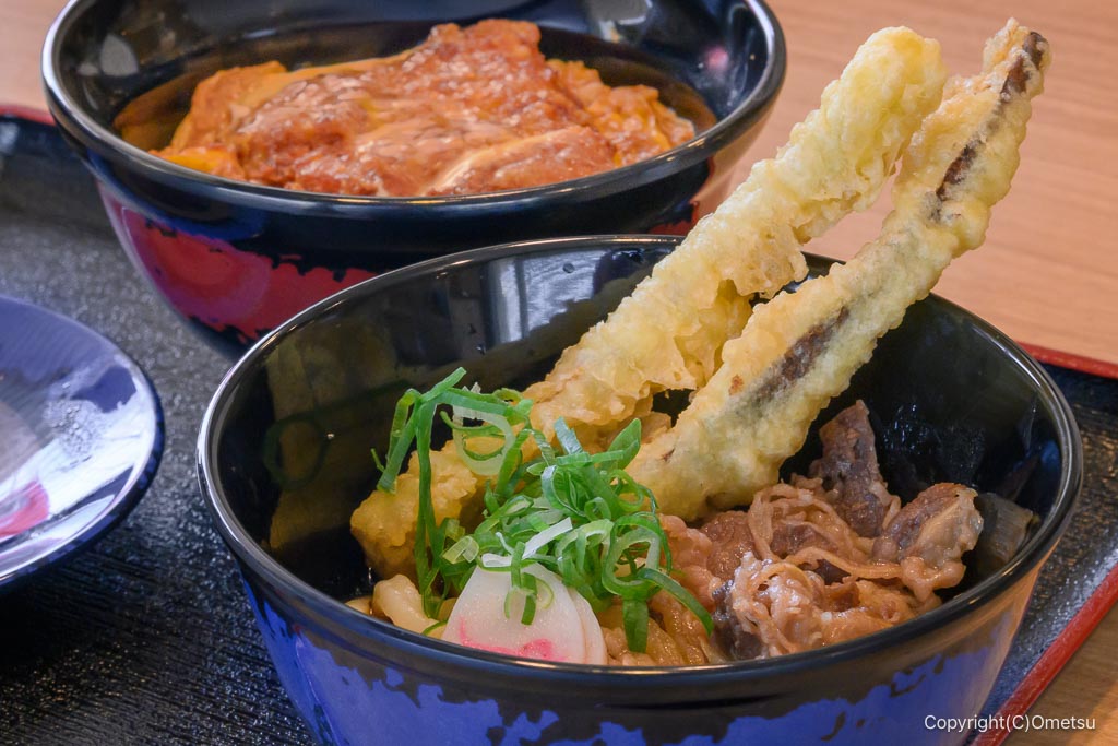 資さんうどんの、ミニ冷やし肉ごぼ天うどん
