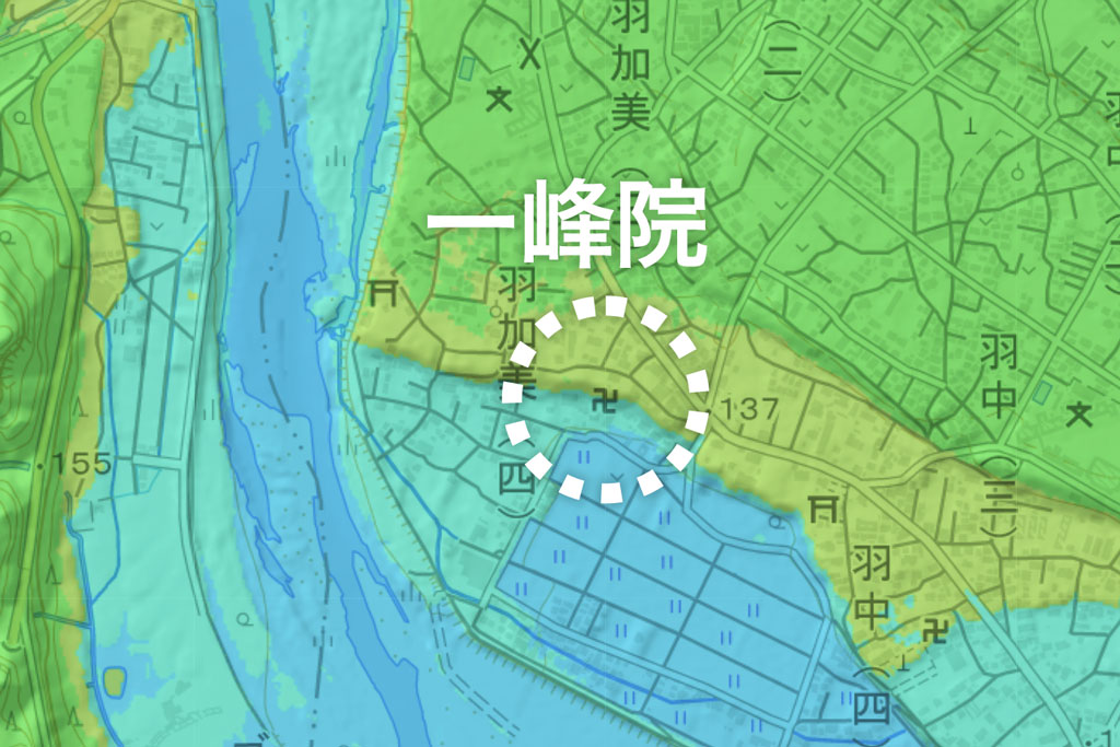 羽村・一峰院付近の地形図