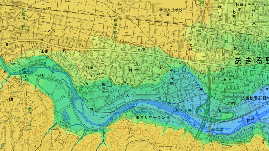 秋川河岸段丘の地図